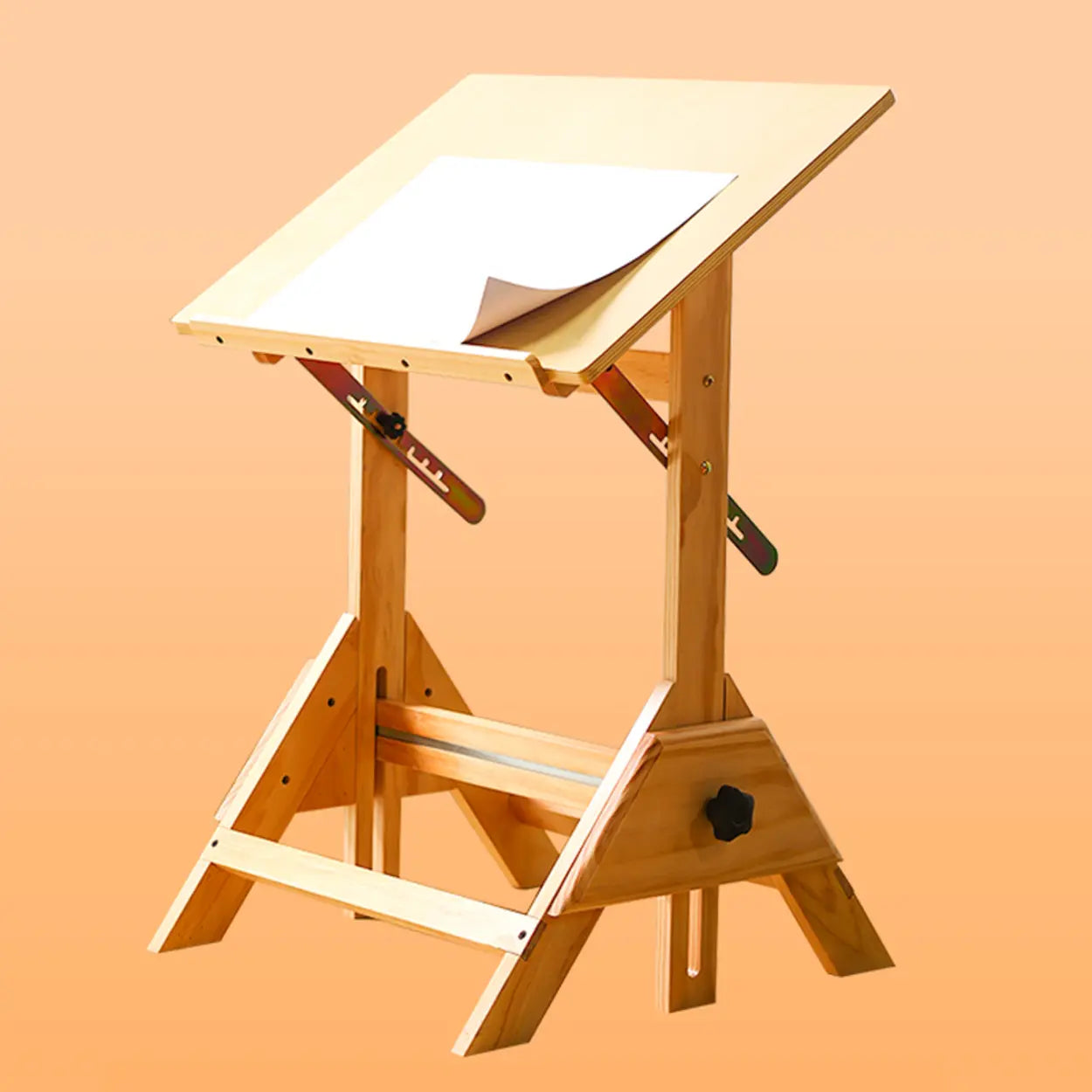 Natural Wood Foldable Adjustable Drafting Desk