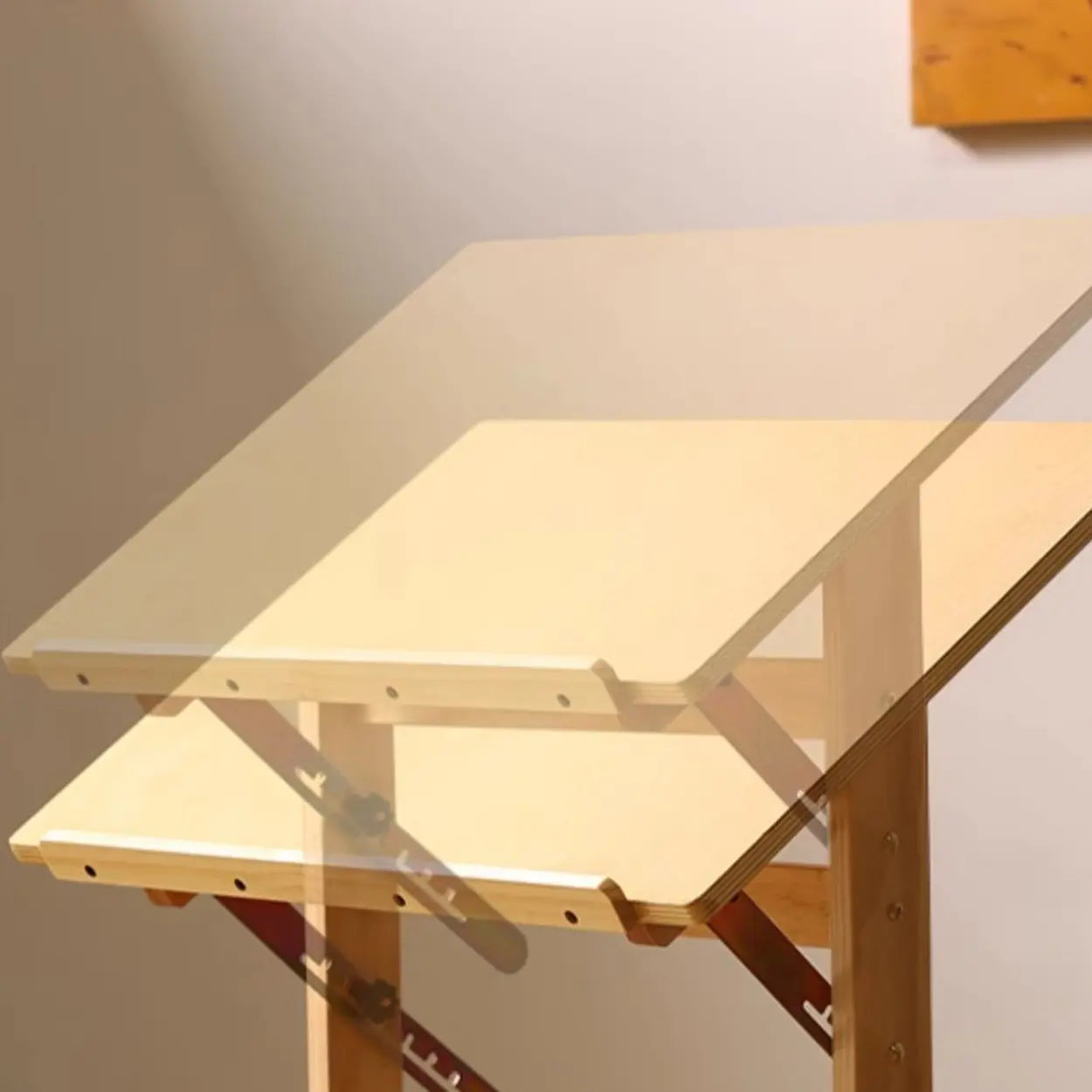 Natural Wood Foldable Adjustable Drafting Desk