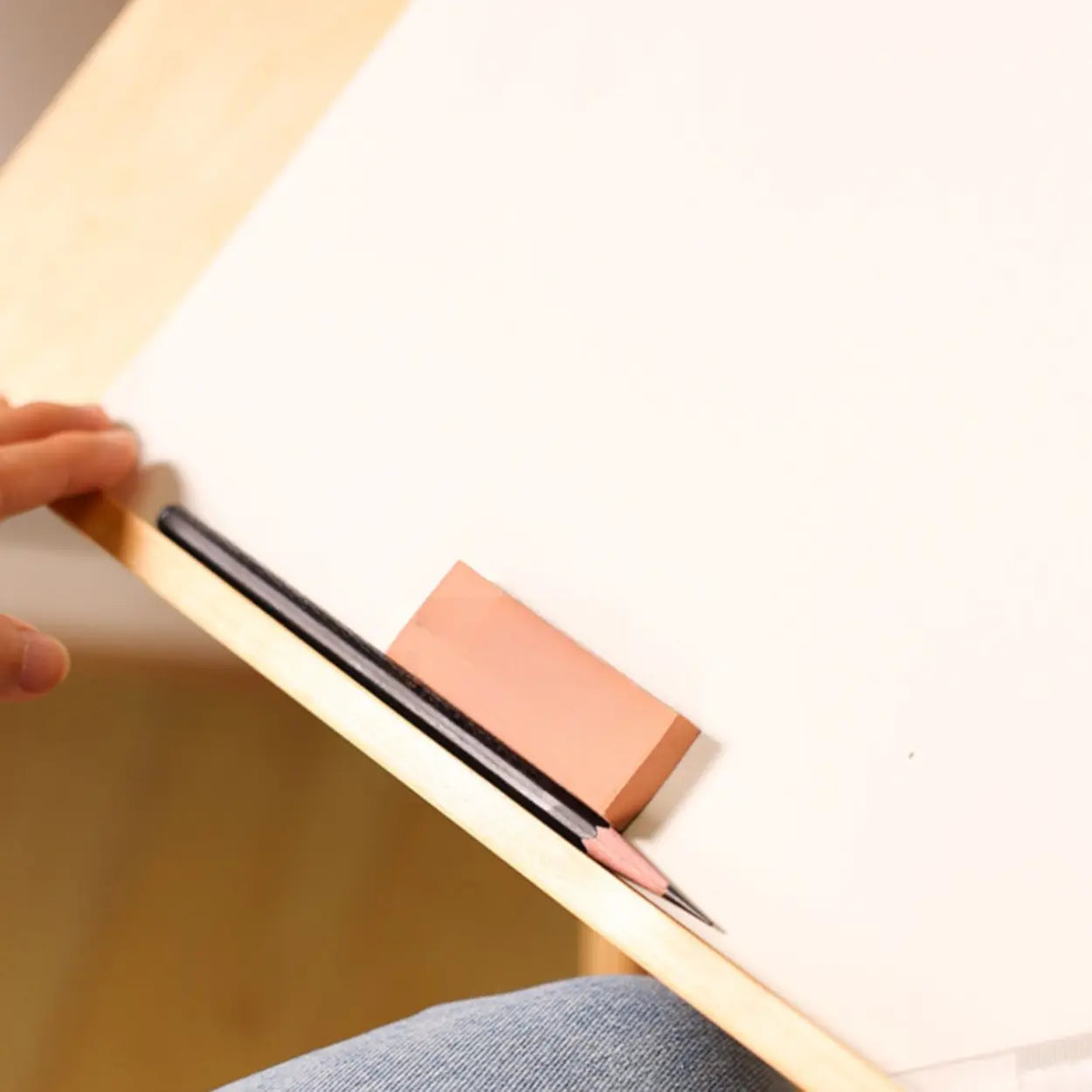 Natural Wood Foldable Adjustable Drafting Desk