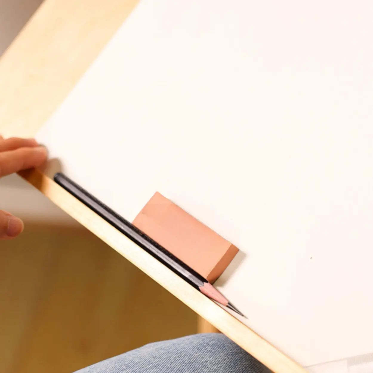 Natural Wood Foldable Adjustable Drafting Desk