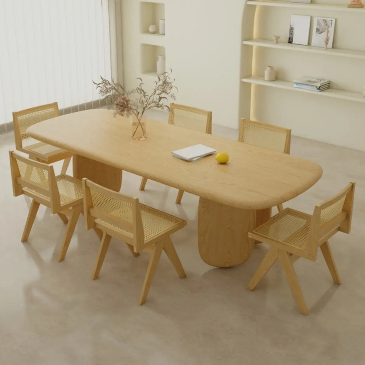 Natural Rectangular Wood Conference Table for 6 — Without Chairs