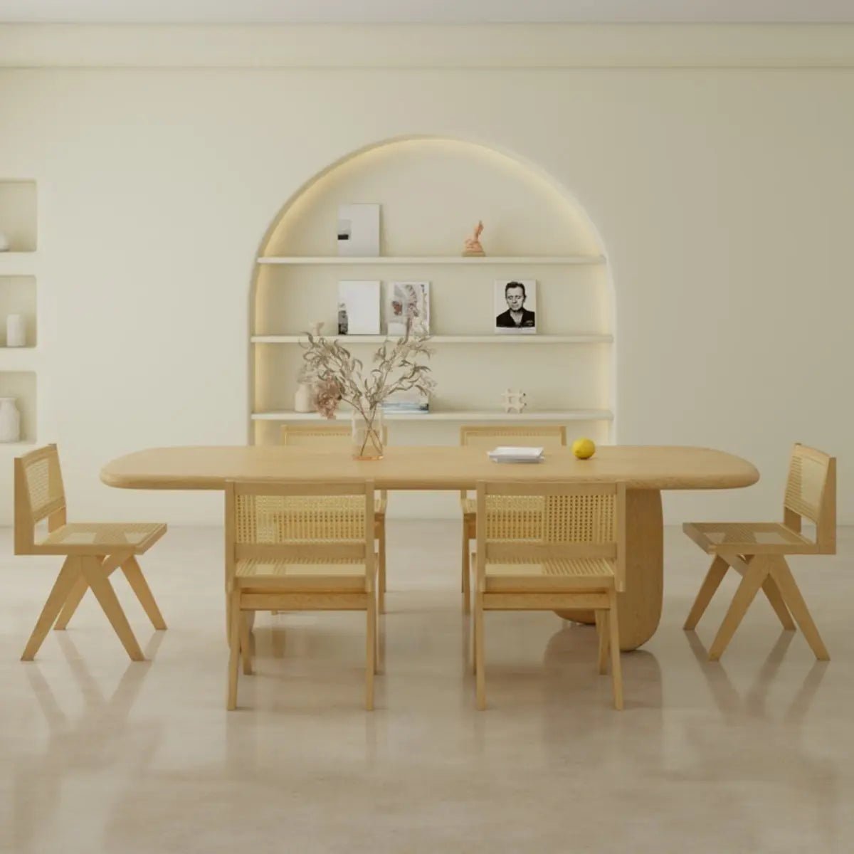 Natural Rectangular Wood Conference Table for 6 — Without Chairs