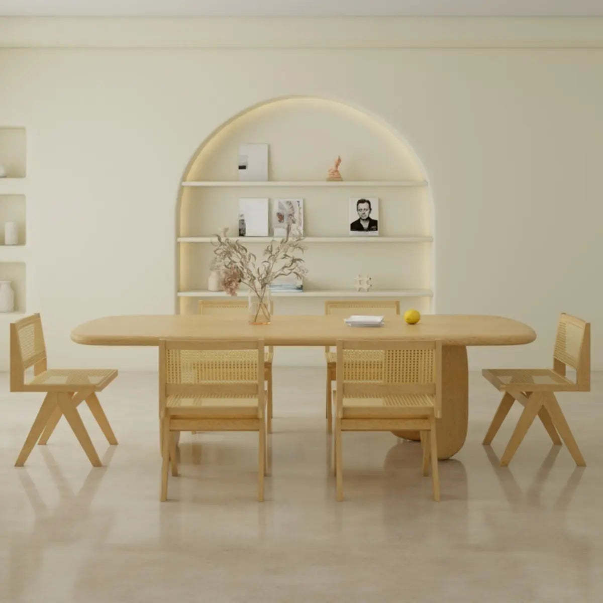 Natural Rectangular Wood Conference Table for 6 — Without Chairs