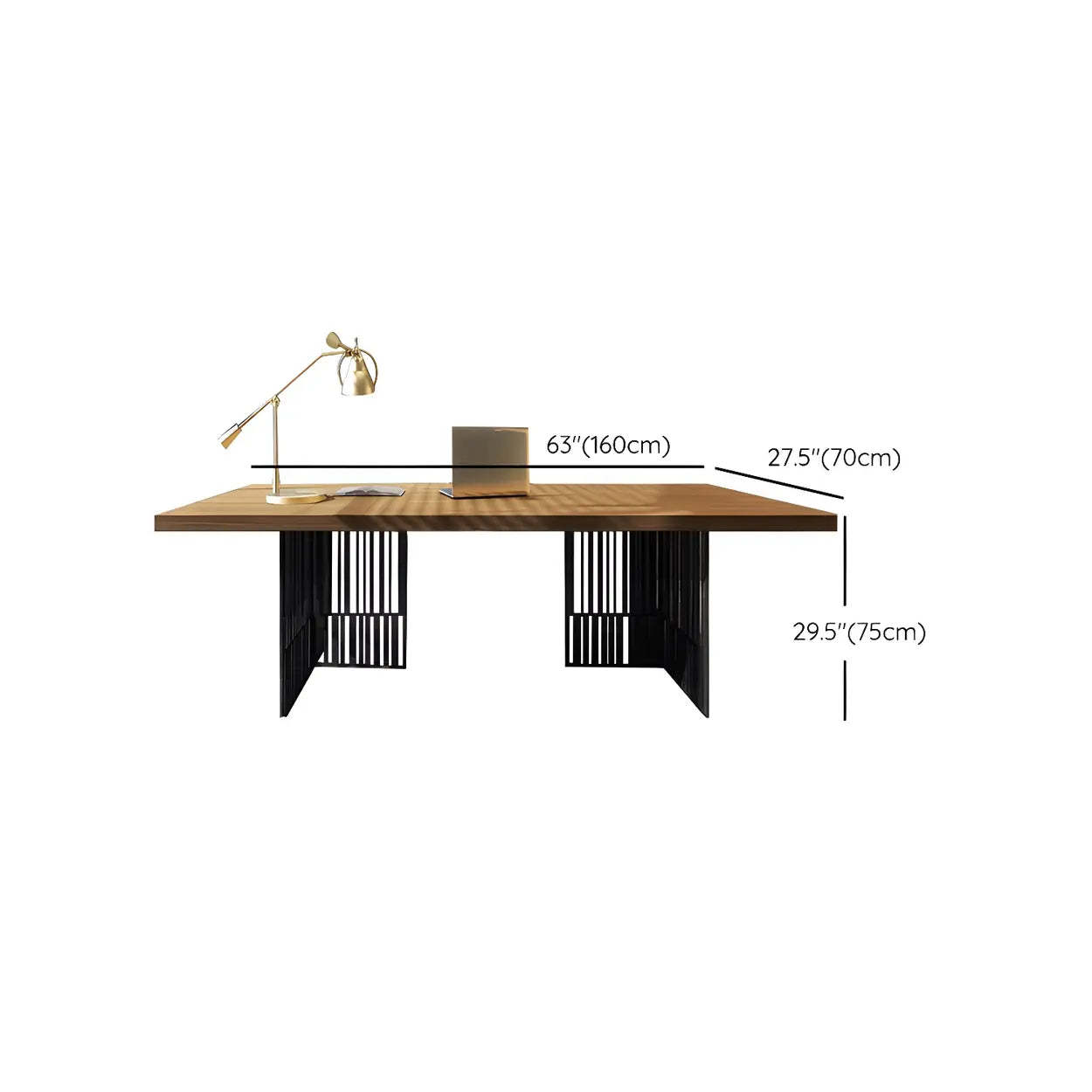 Natural Wood Sled-Base Executive Office Desk