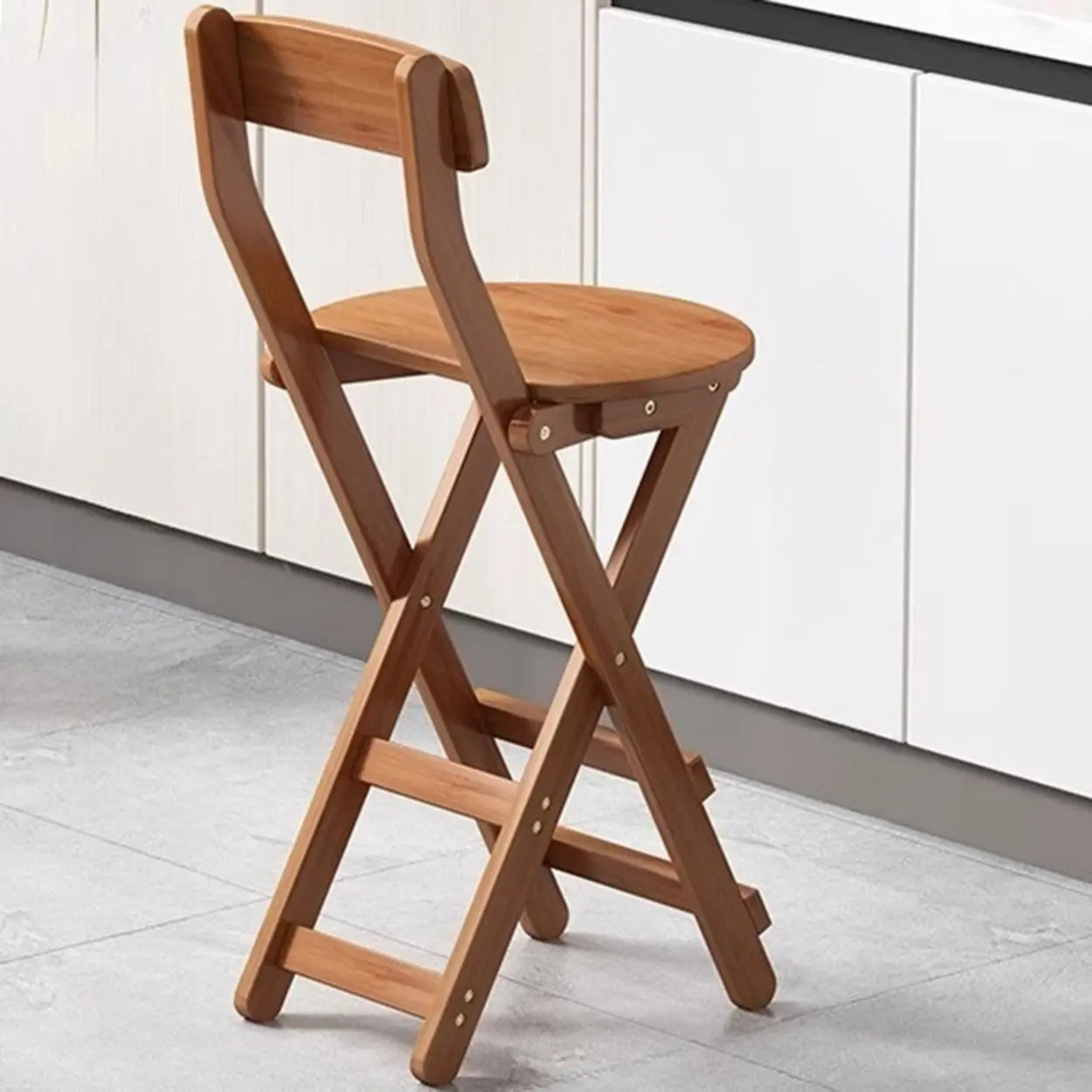 Foldable Round Wood Armless Bar Stool