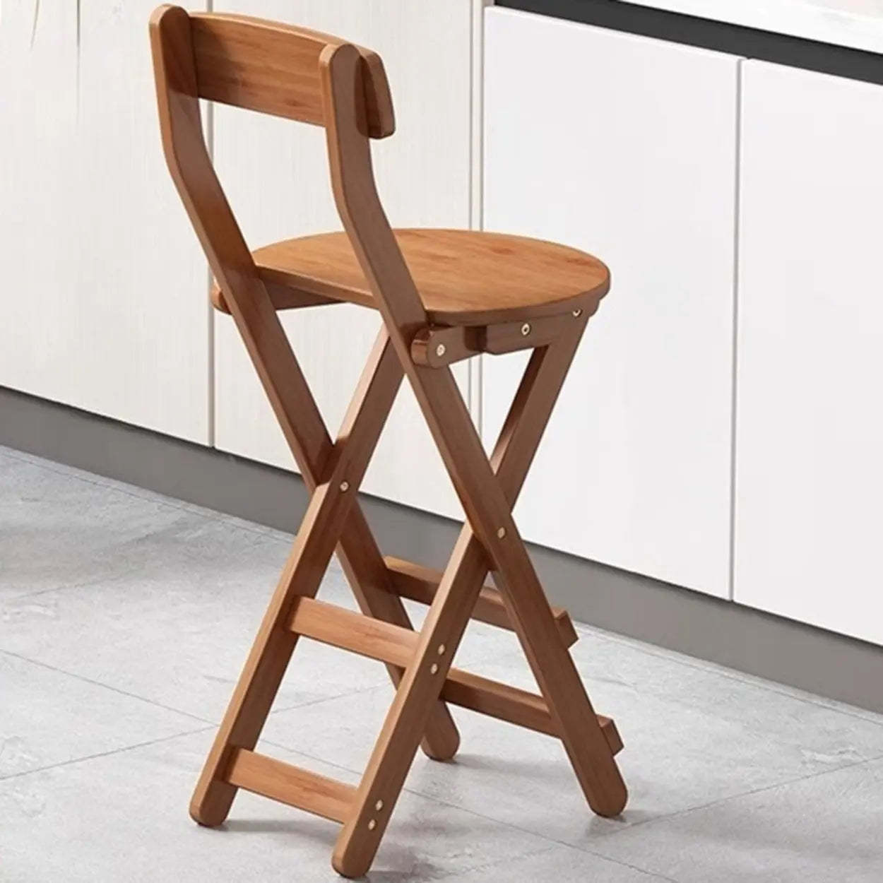 Foldable Round Wood Armless Bar Stool