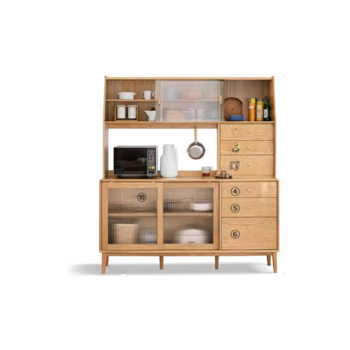 Natural Oak Sliding Door Open Sideboard with Drawers