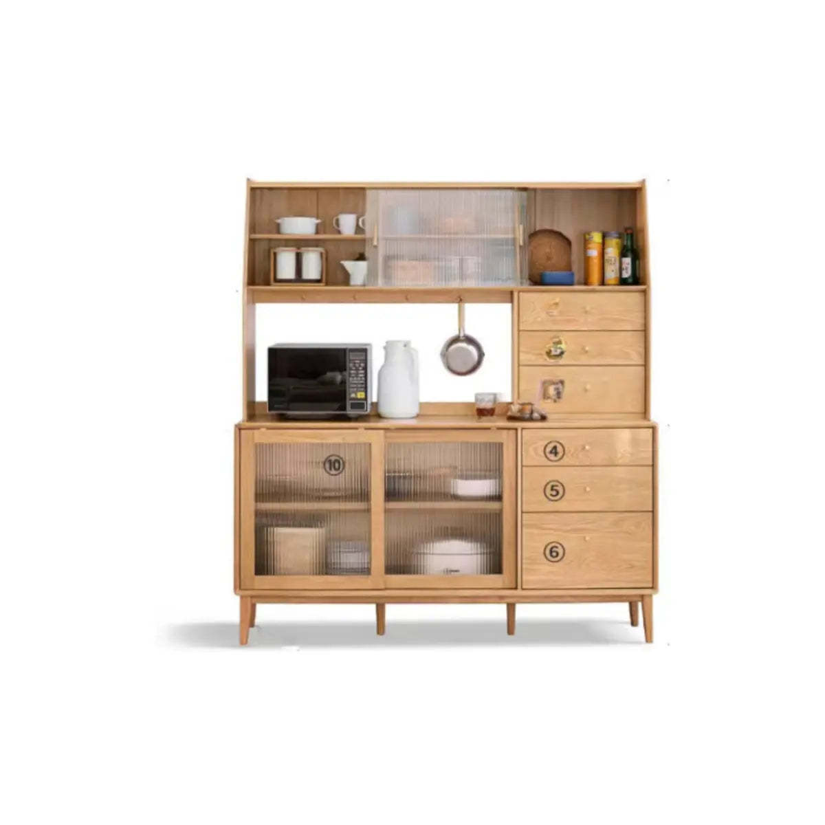 Natural Oak Sliding Door Open Sideboard with Drawers