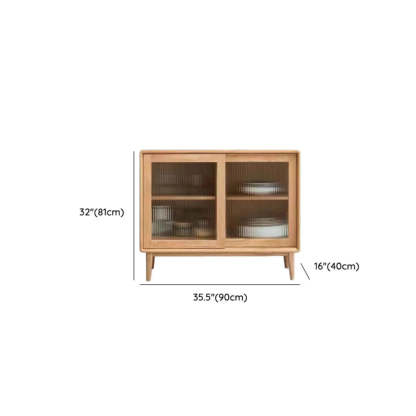 Natural Oak Sliding Door Open Sideboard with Drawers