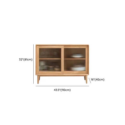 Natural Oak Sliding Door Open Sideboard with Drawers