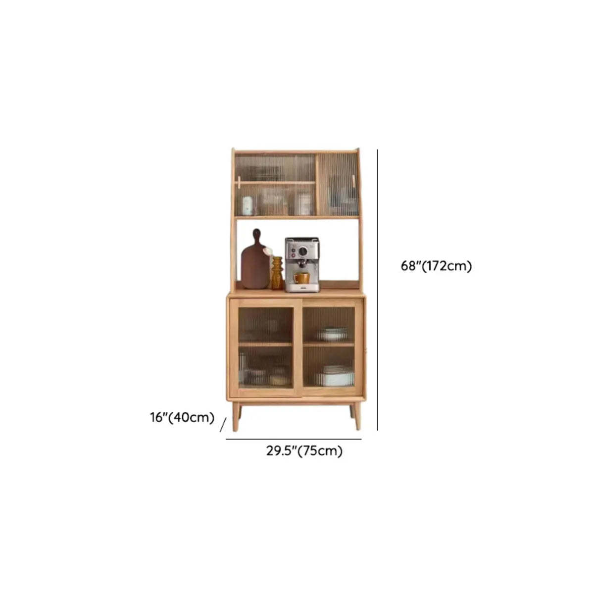 Natural Oak Sliding Door Open Sideboard with Drawers