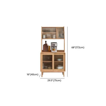 Natural Oak Sliding Door Open Sideboard with Drawers
