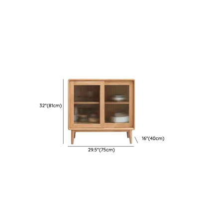 Natural Oak Sliding Door Open Sideboard with Drawers