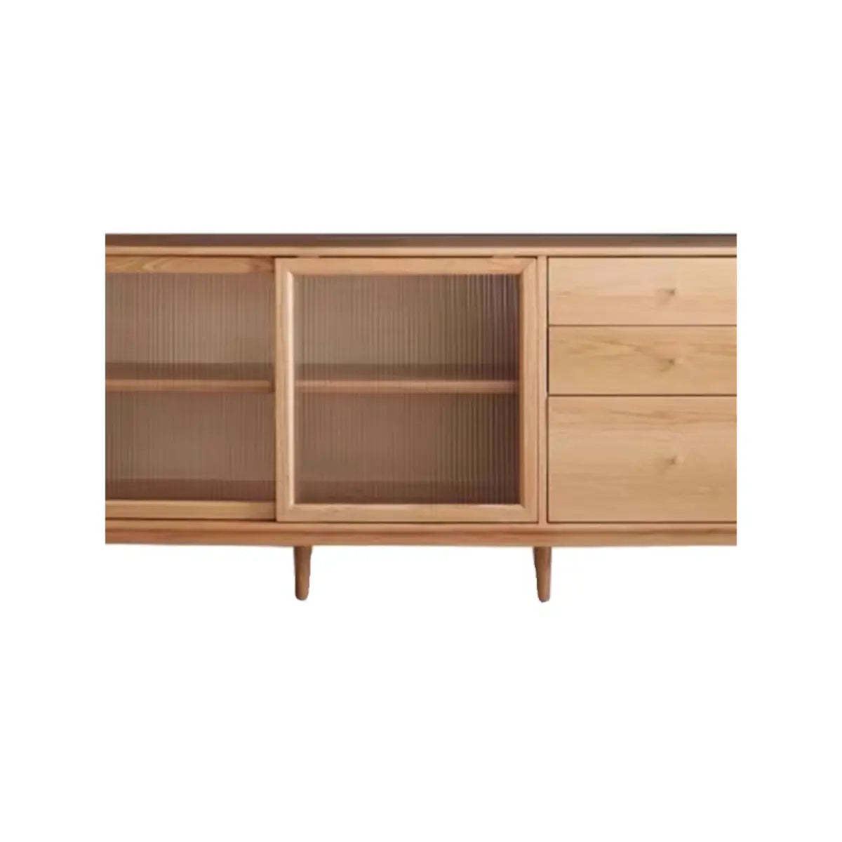 Natural Oak Sliding Door Open Sideboard with Drawers
