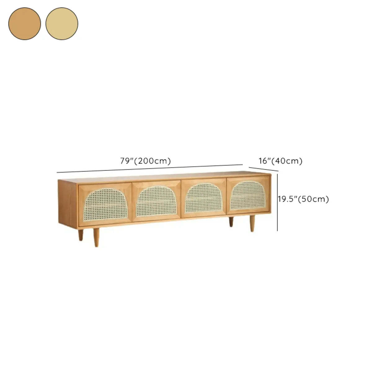 Natural Pine Wood 1-Tier Rectangular TV Stand