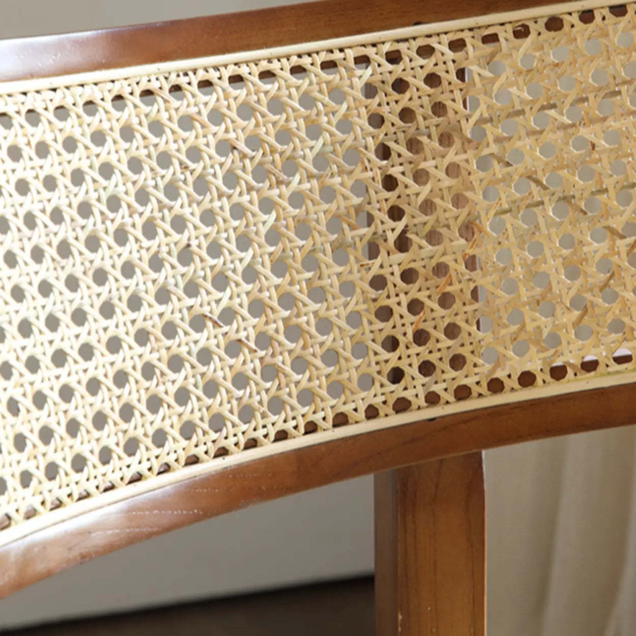 Natural Rattan Low Back Beige Leather Lounge Chair