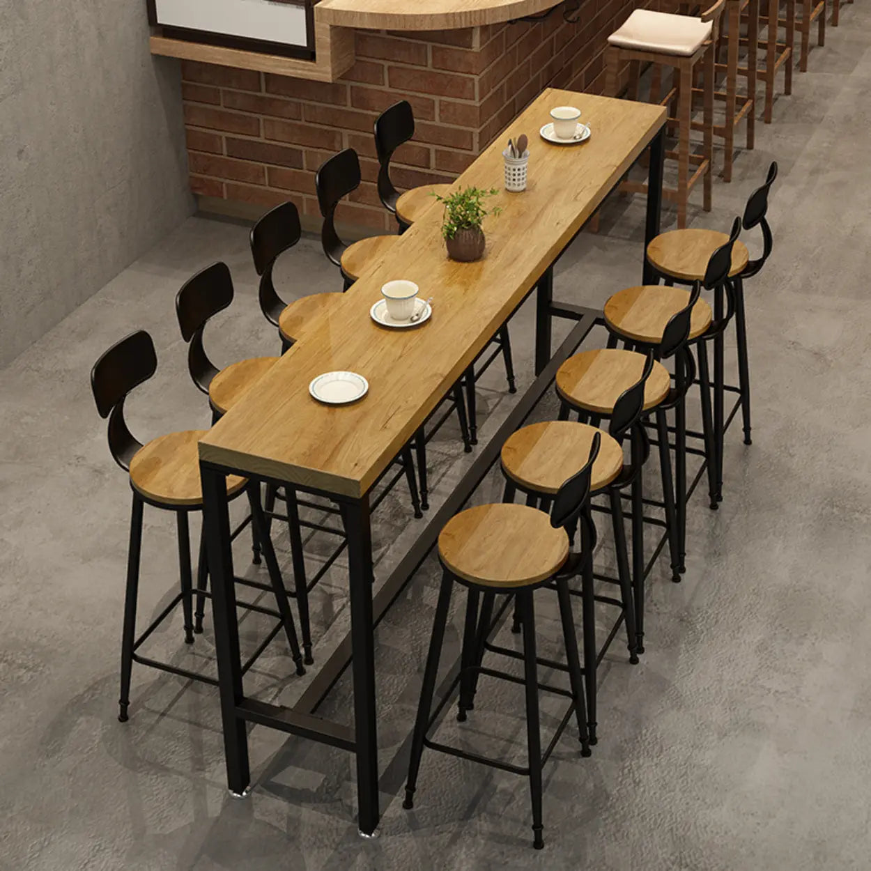 Natural Wood Rectangle Bar Table