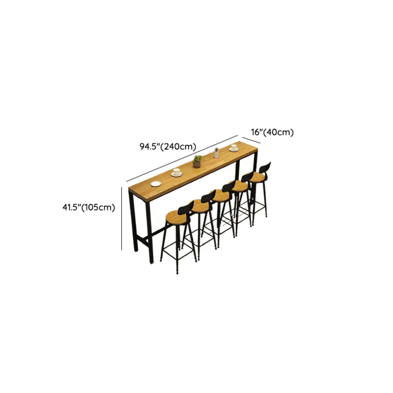 Natural Wood Rectangle Bar Table