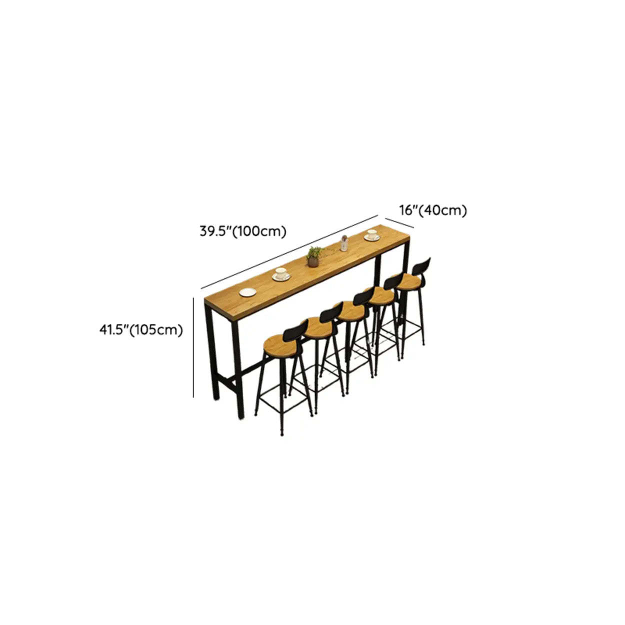 Natural Wood Rectangle Bar Table