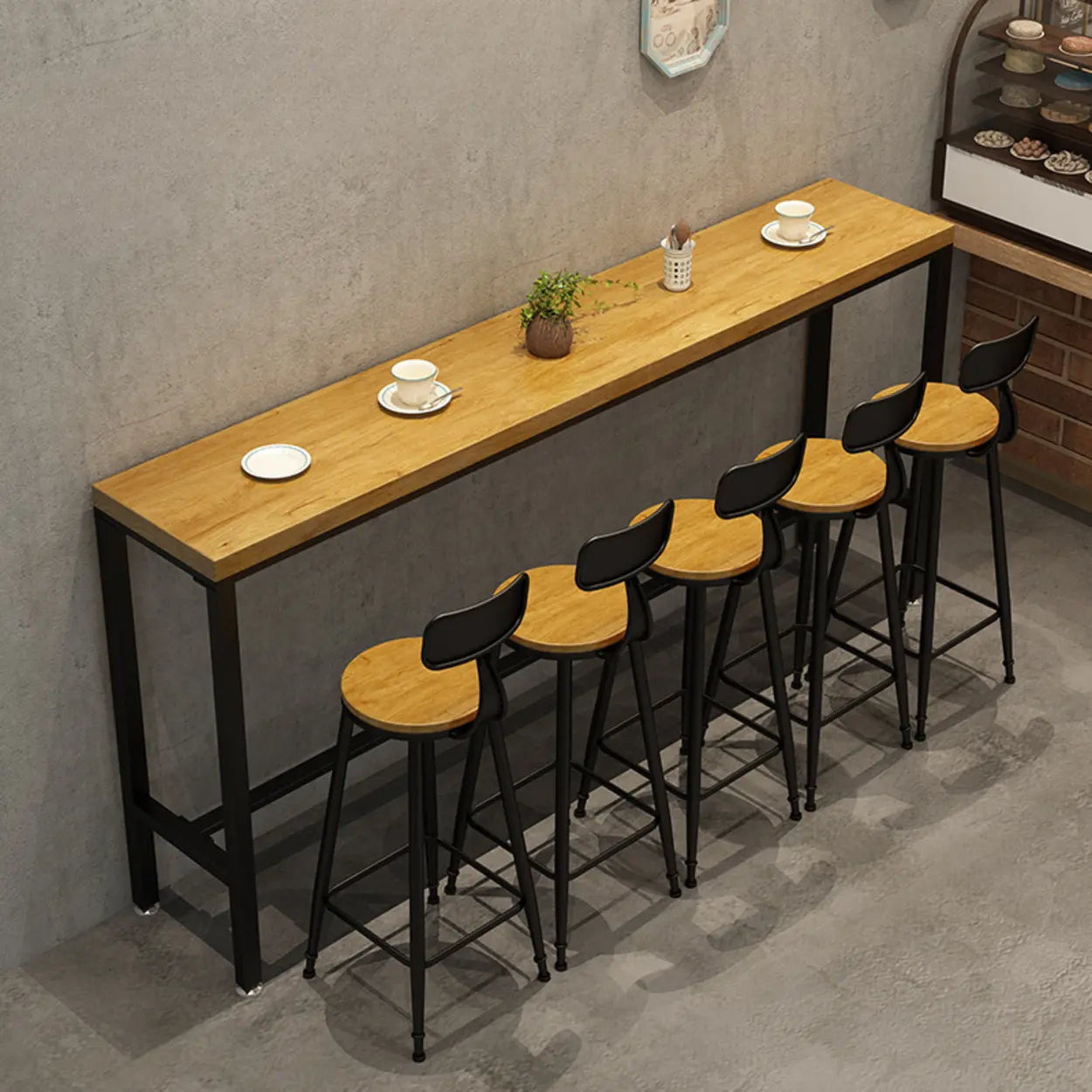 Natural Wood Rectangle Bar Table