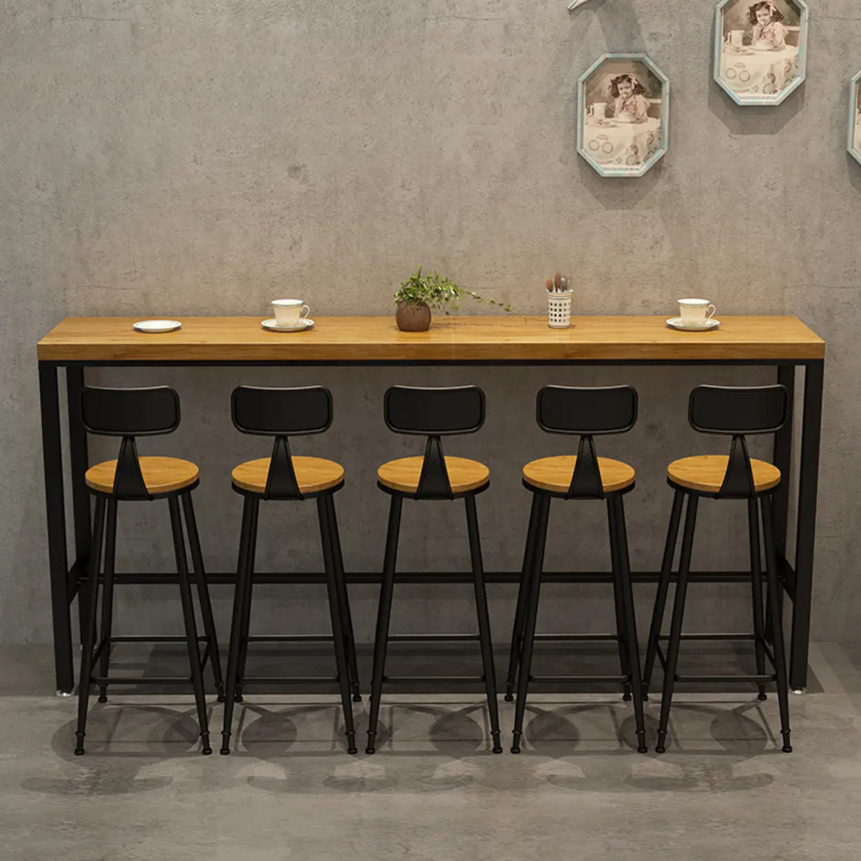 Natural Wood Rectangle Bar Table