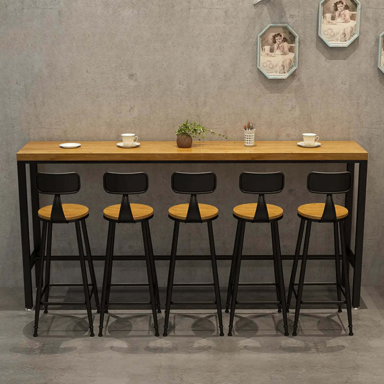 Natural Wood Rectangle Bar Table