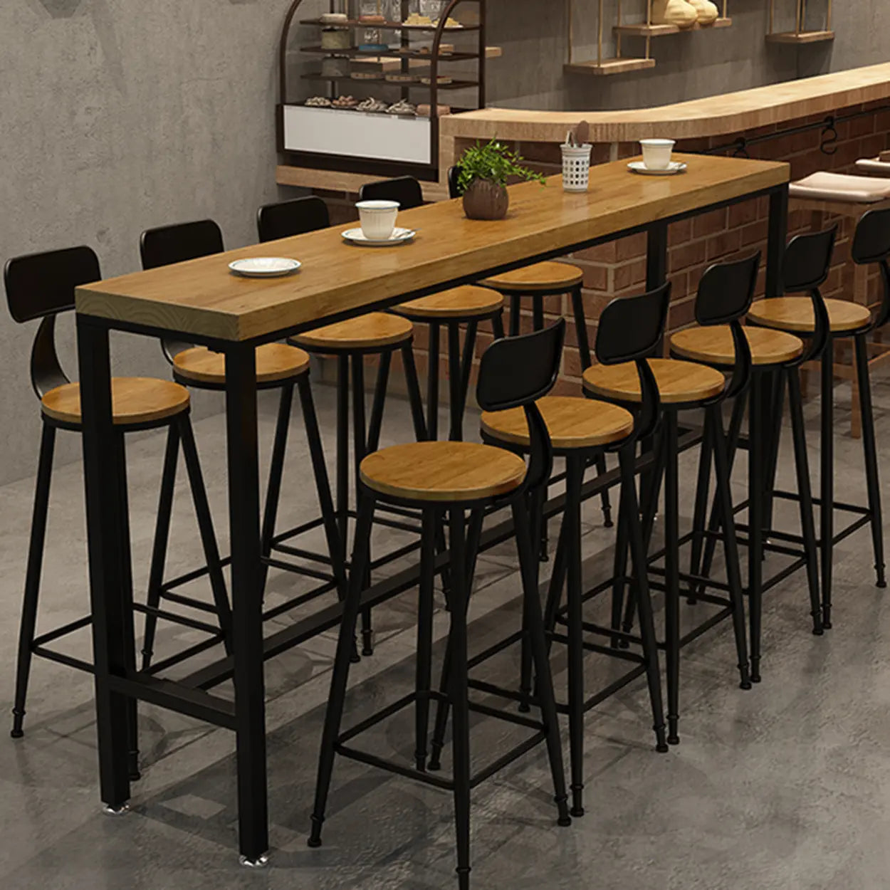 Natural Wood Rectangle Bar Table