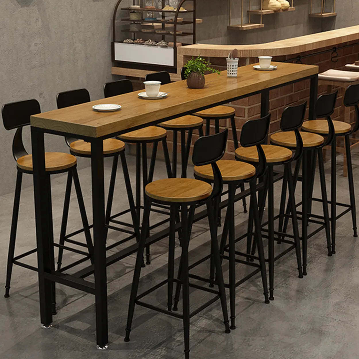 Natural Wood Rectangle Bar Table
