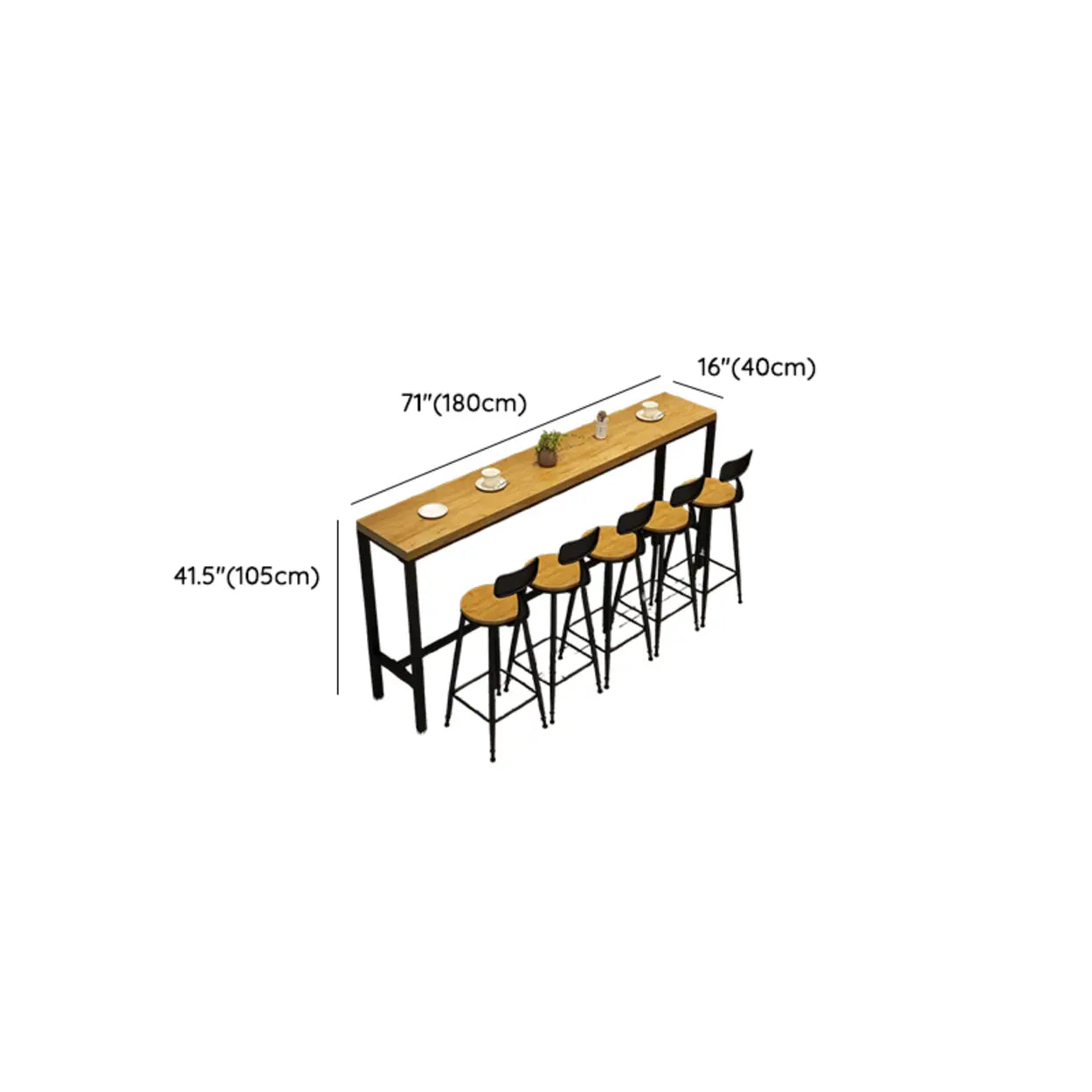 Natural Wood Rectangle Bar Table