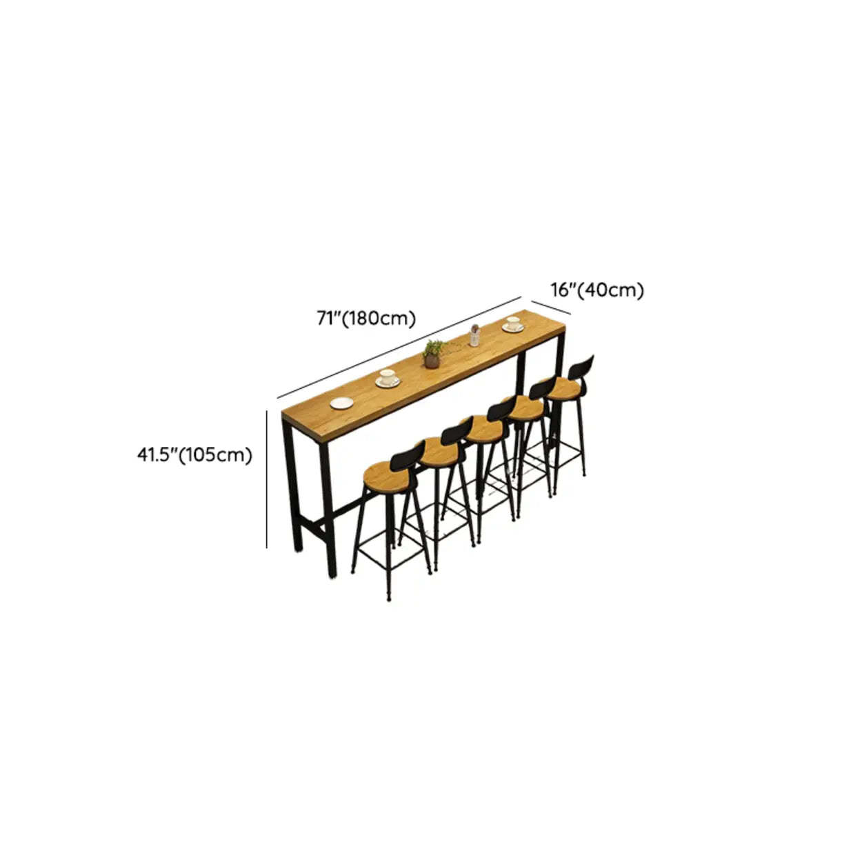 Natural Wood Rectangle Bar Table