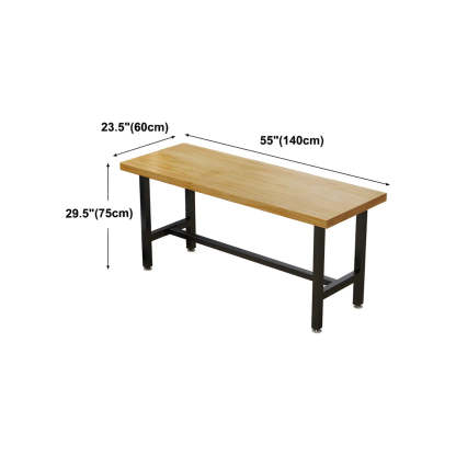 Natural Wood Rectangular Bistro Bar Table with Footrest — Table Only