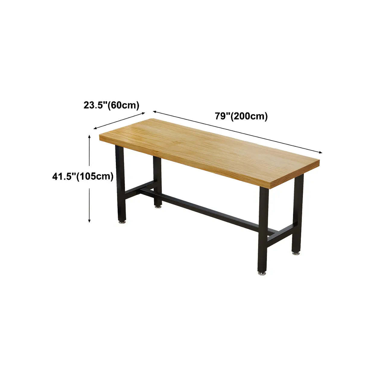 Natural Wood Rectangular Bistro Bar Table with Footrest