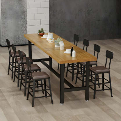 Natural Wood Rectangular Bistro Bar Table with Footrest — Table Only