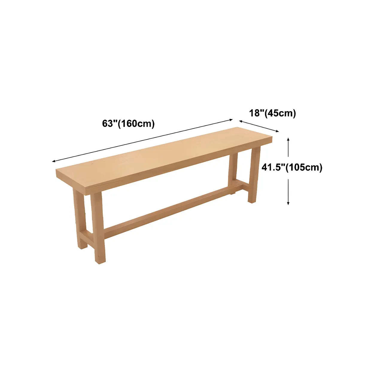 Natural Wood Rectangular Bar Table with Footrest