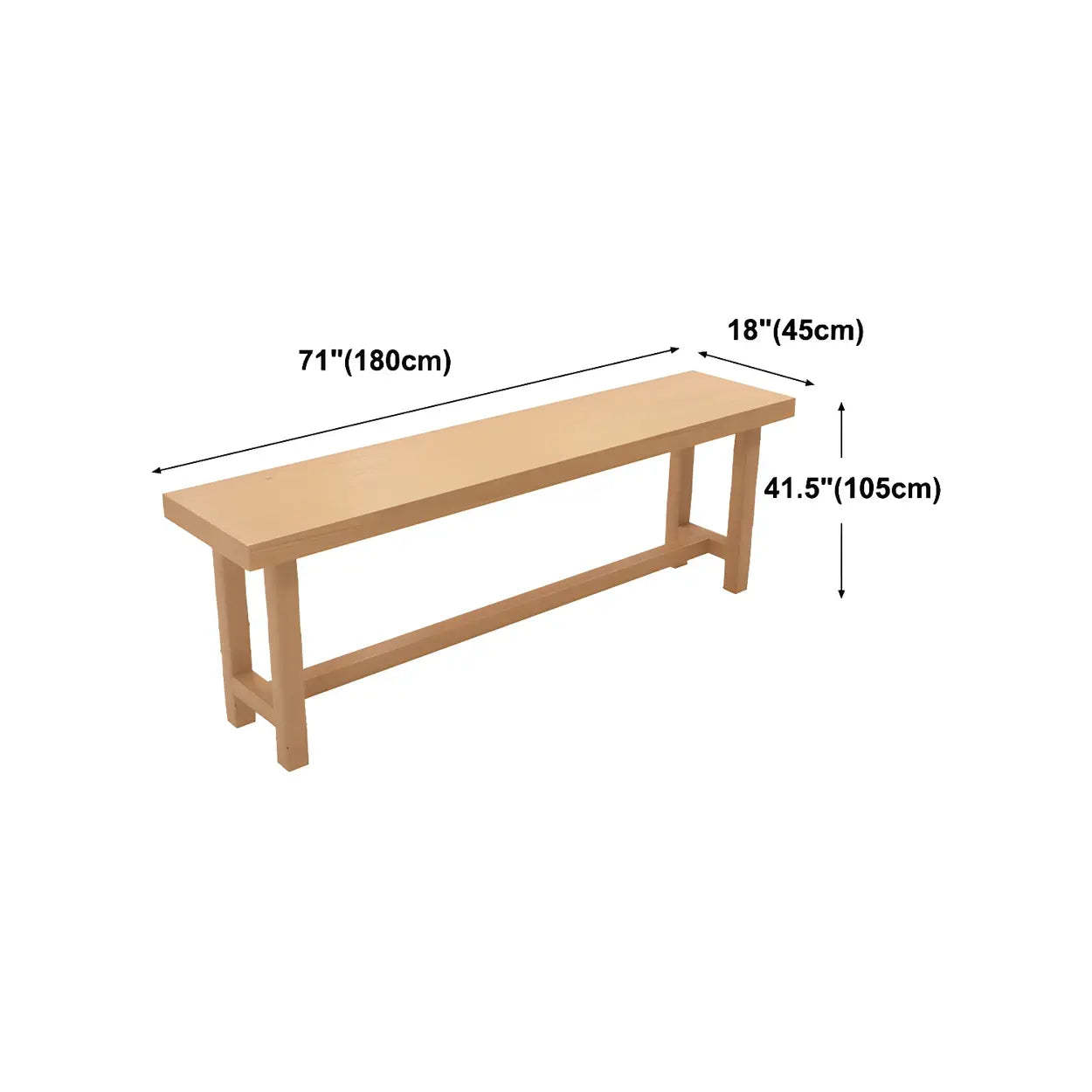 Natural Wood Rectangular Bar Table with Footrest