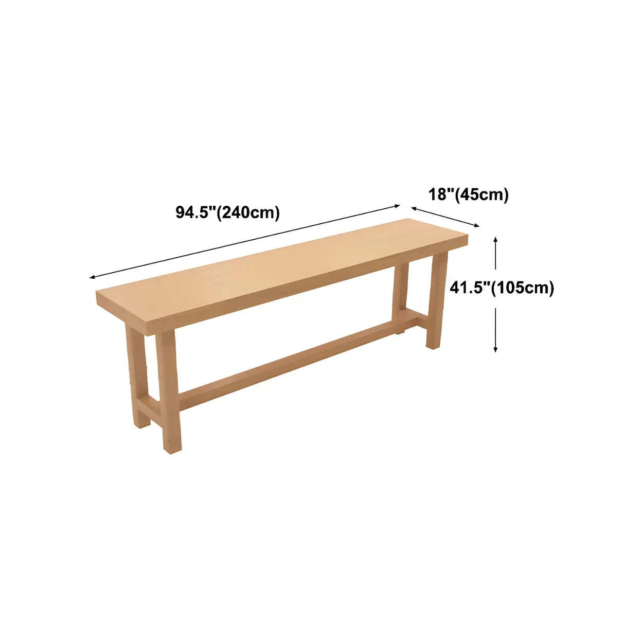 Natural Wood Rectangular Bar Table with Footrest