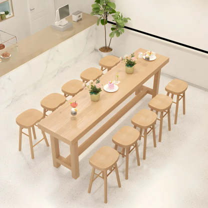 Natural Wood Rectangular Bar Table with Footrest — Table Only