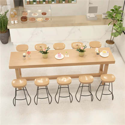Natural Wood Rectangular Bar Table with Footrest — Table Only