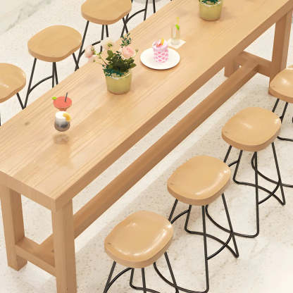 Natural Wood Rectangular Bar Table with Footrest — Table Only