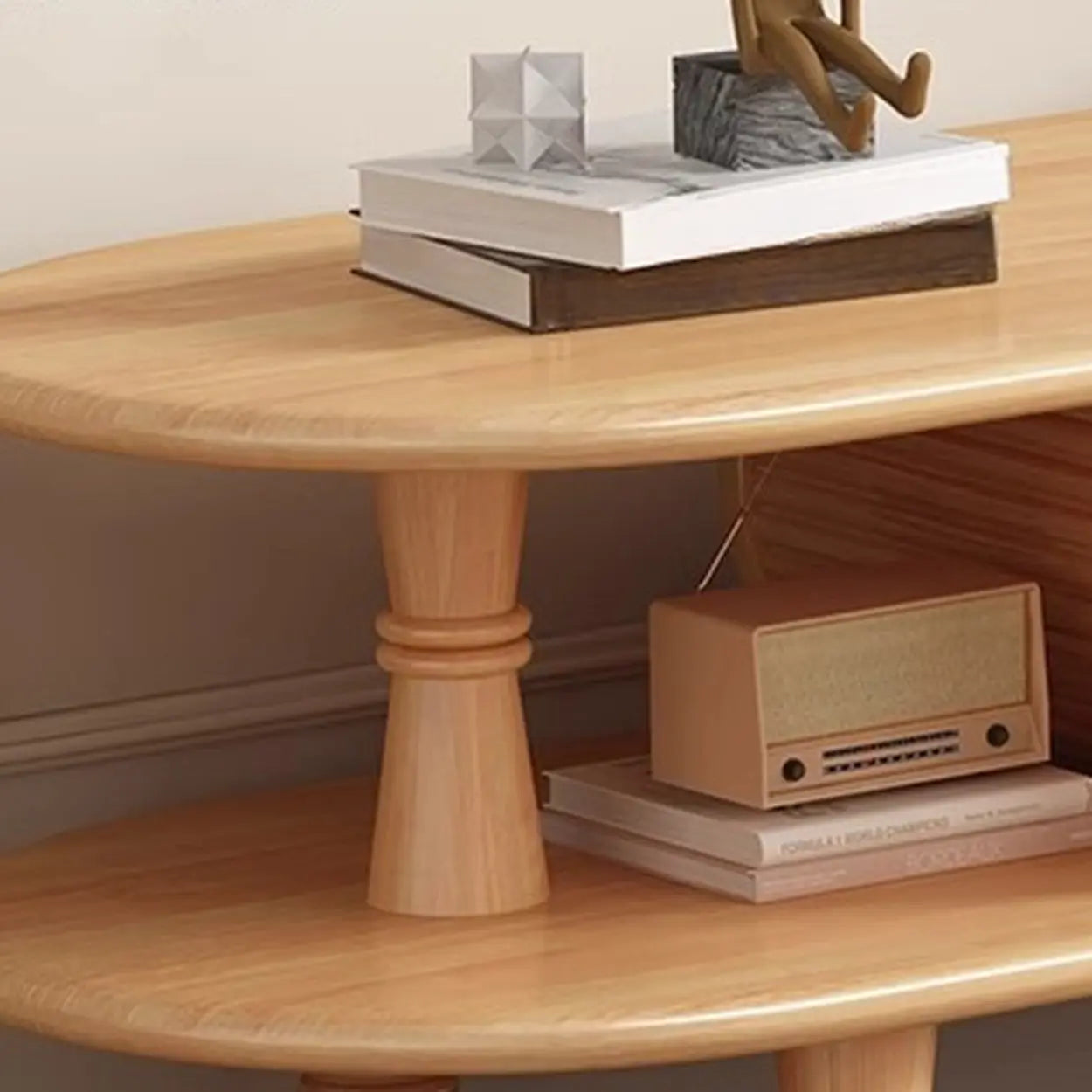 Natural Wood Rectangular Long Open Storage TV Stand