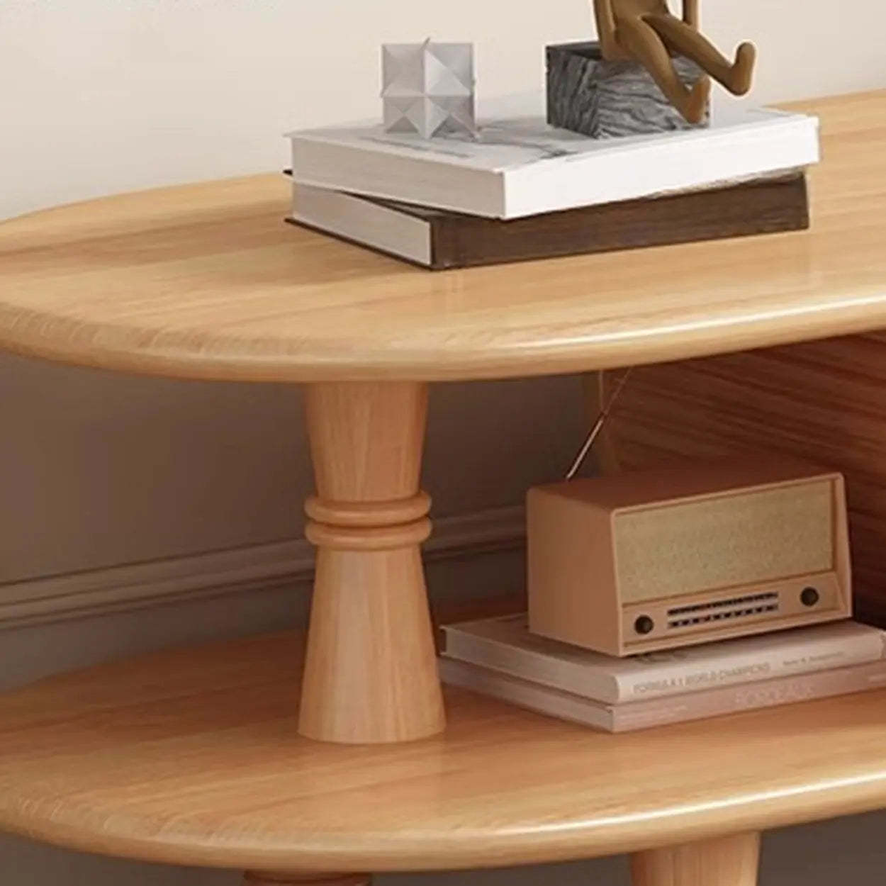 Natural Wood Rectangular Long Open Storage TV Stand