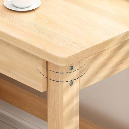 Natural Wood Rectangle Soft-Close Drawer Desk