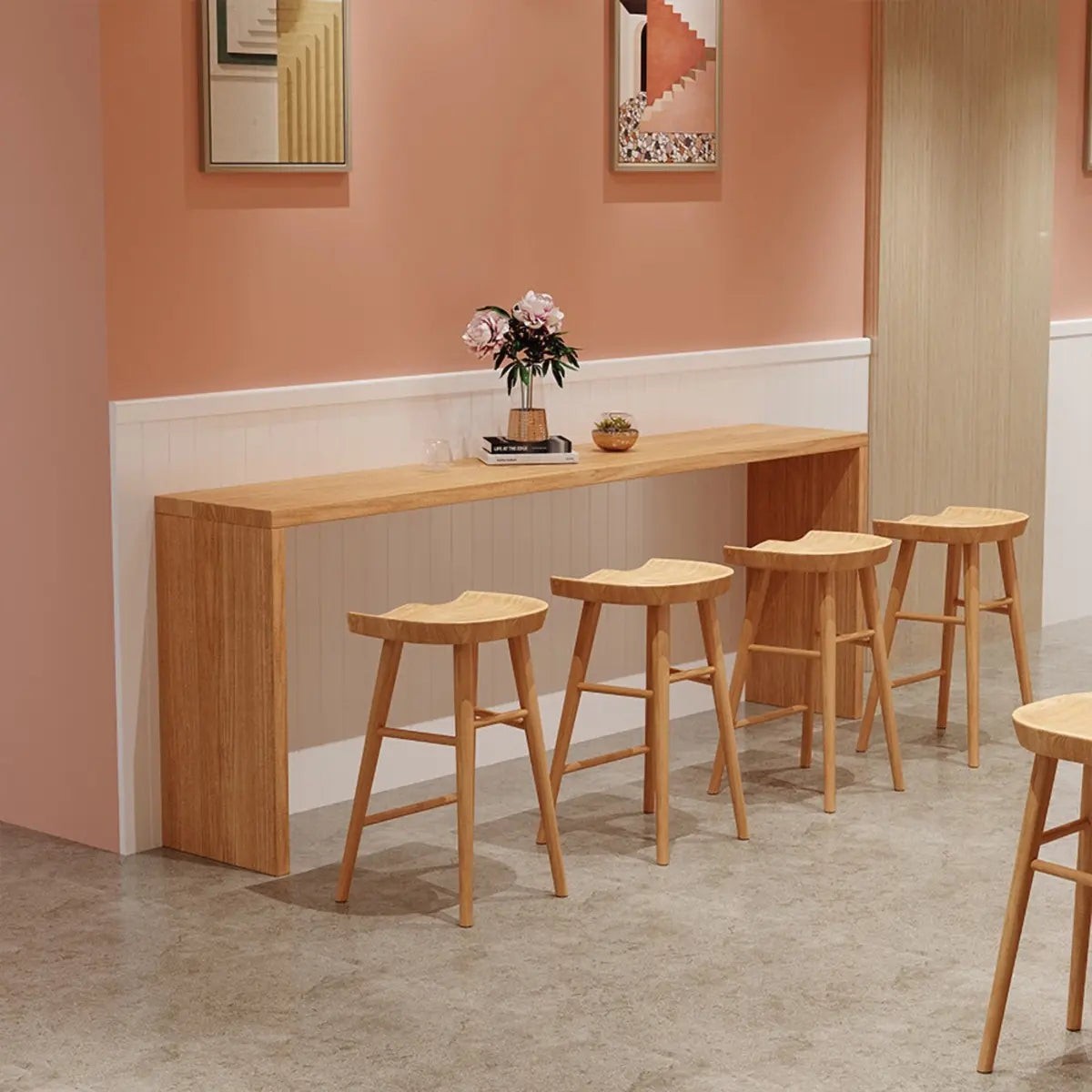 Natural Rectangular Wood Large Bar Table for Entertaining — Without Chairs