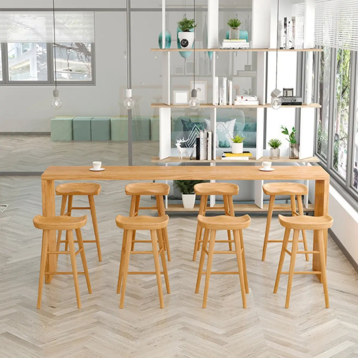 Natural Rectangular Wood Large Bar Table for Entertaining