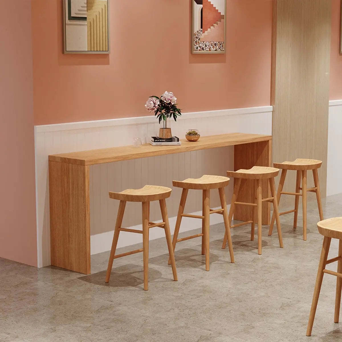 Natural Rectangular Wood Large Bar Table for Entertaining — Without Chairs