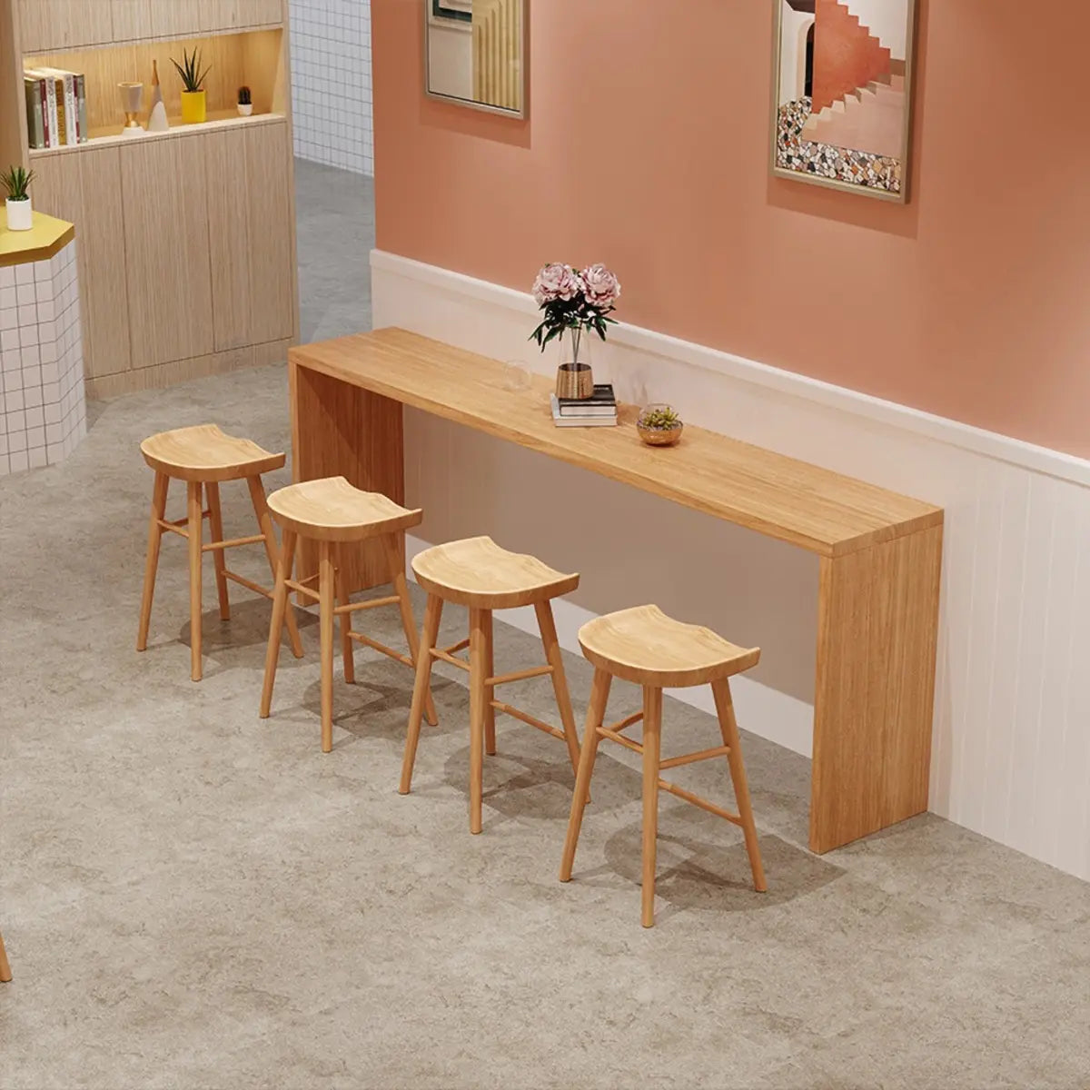 Natural Rectangular Wood Large Bar Table for Entertaining — Without Chairs