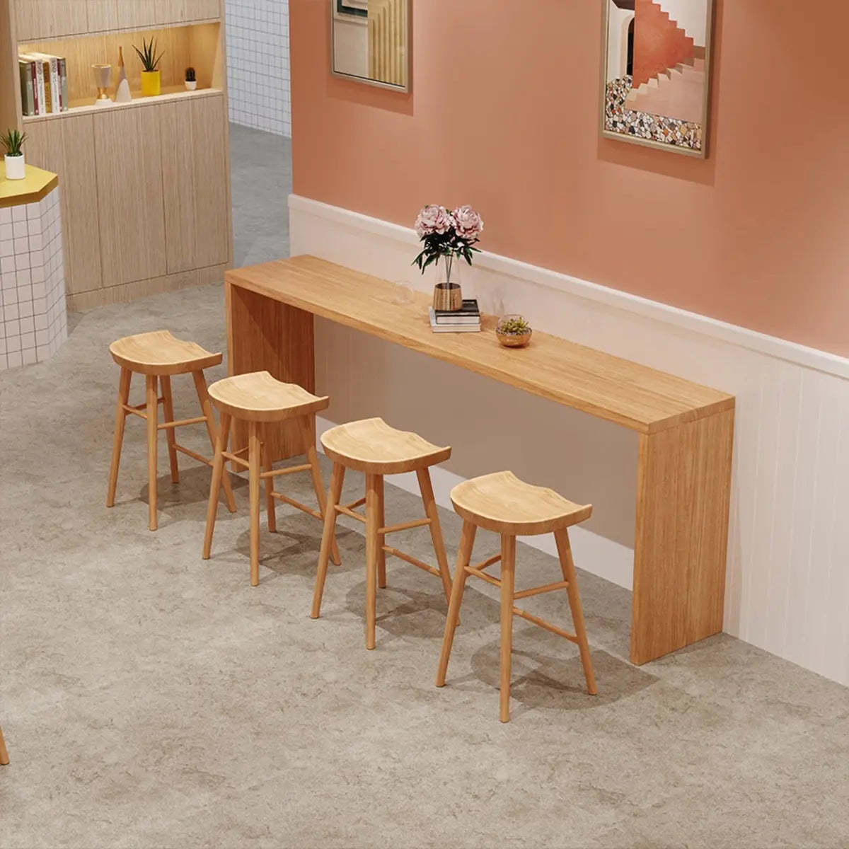 Natural Rectangular Wood Large Bar Table for Entertaining — Without Chairs