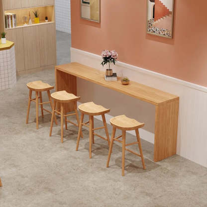 Natural Rectangular Wood Large Bar Table for Entertaining — Without Chairs