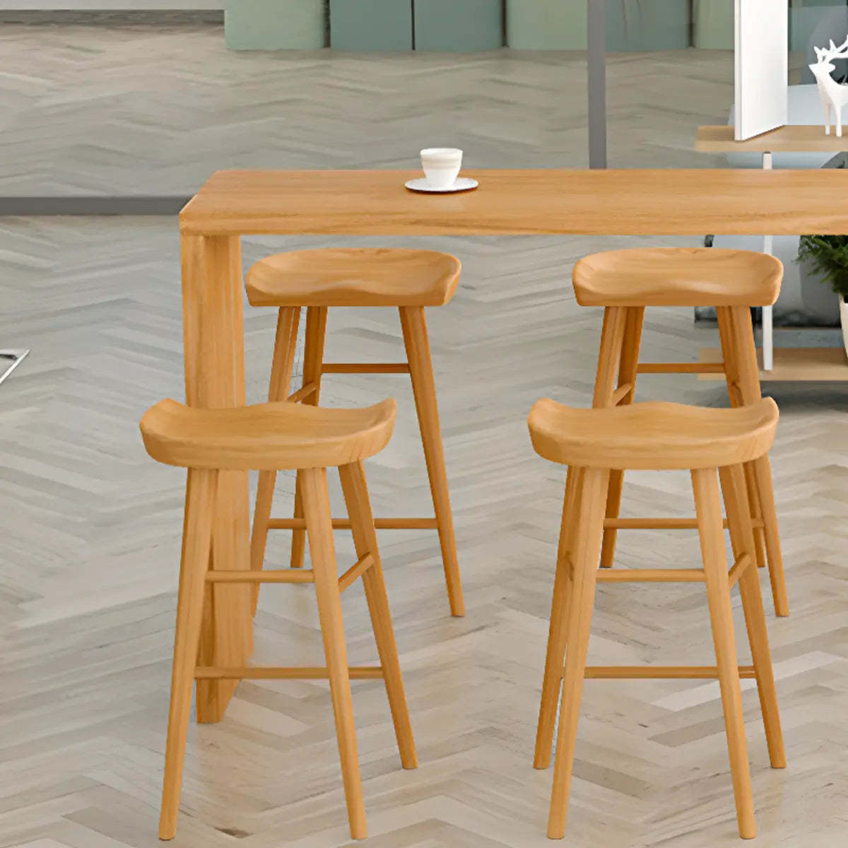 Natural Rectangular Wood Large Bar Table for Entertaining — Without Chairs