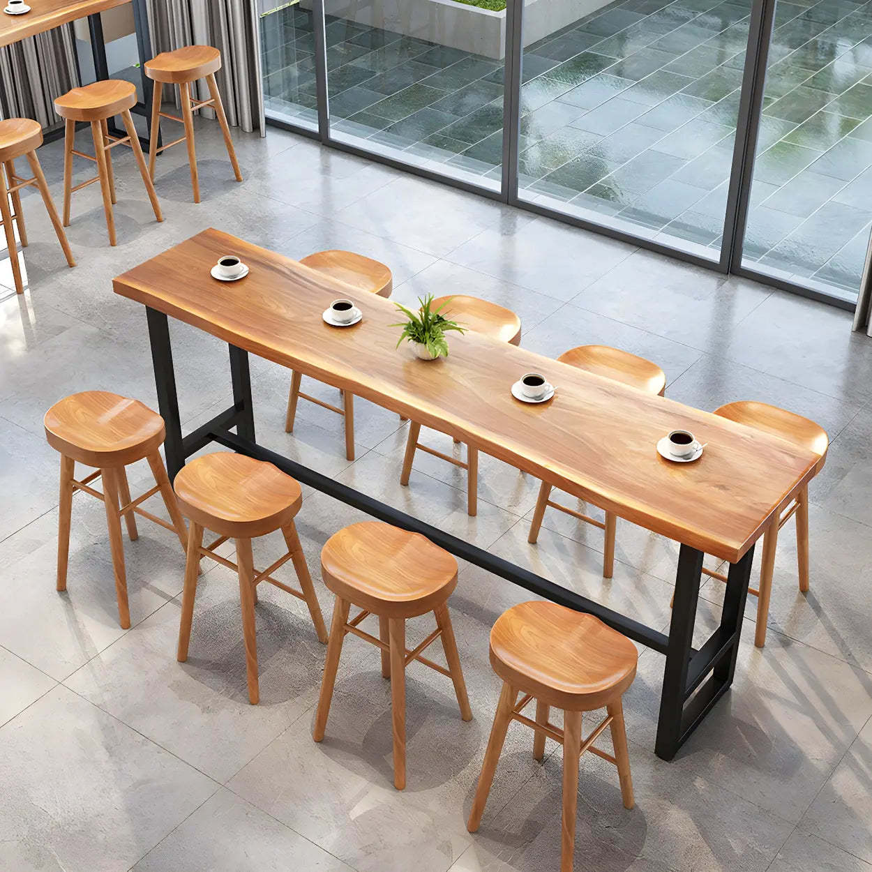 Natural Wood Rectangular Bar Table — Table Only